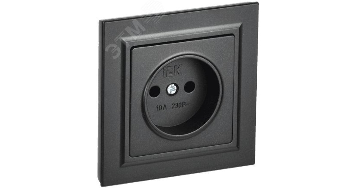 Купить Розетка СП BRITE РСР10-1-0-БрЧ 10А в сборе без заземл. без защ. шторок черн. BR-R10-10-K02-F IEK оптом в Москве