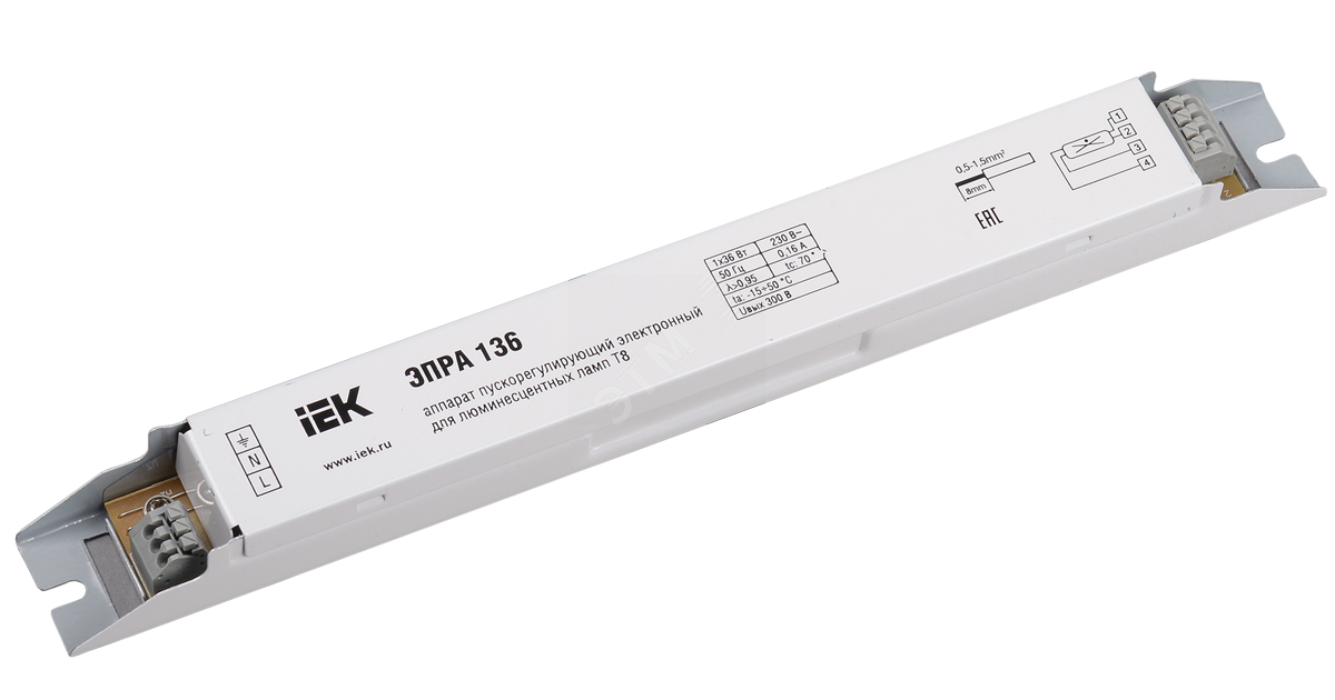Купить ЭПРА 136 для линейных ЛЛ Т8 LLV136D-EBFL-1-36 IEK оптом в Москве