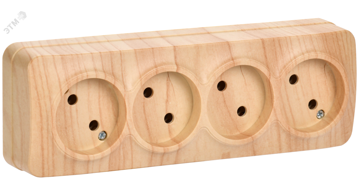 Купить Розетка 4-м ОП GLORY РС24-2-ХС 10А без заземл. сосна ERH40-K34-10 IEK оптом в Москве