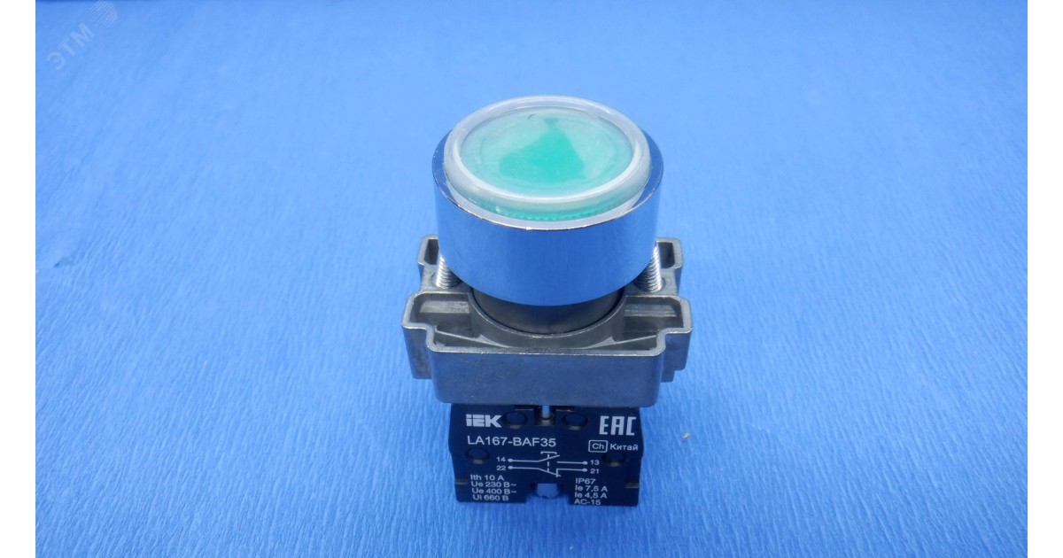 Купить Кнопка LA167-BAF35 d=22мм 1з+1р зеленая BBT20-BAF35-3-22-67-K06 IEK оптом в Москве