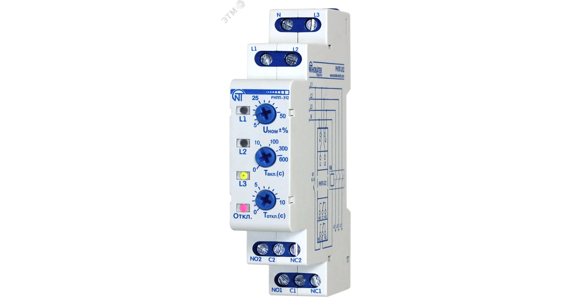 Купить Реле напряжения трехфазное РНПП-312 одномодульное 3425600312 НовАтек-Электро оптом в Москве
