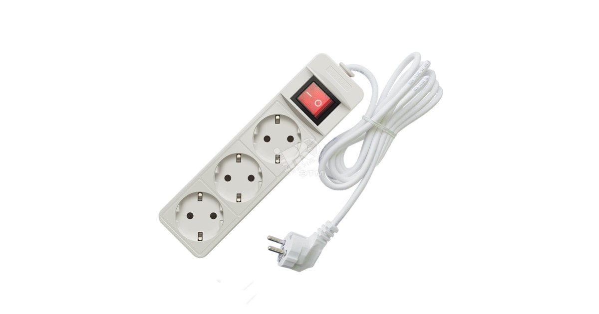 Купить Удлинитель бытовой ТМ Союз 2200 Вт с заземлением с выключателем 3 гнезда ПВС 3м 481S-7303 УНИВЕРСАЛ оптом в Москве