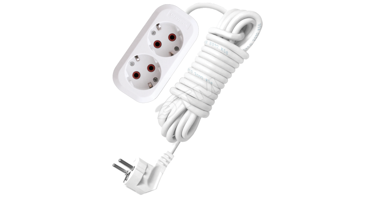 Купить Удлинитель бытовой 2х5м с заземлением 10А У10-553 553-05 УНИВЕРСАЛ оптом в Москве