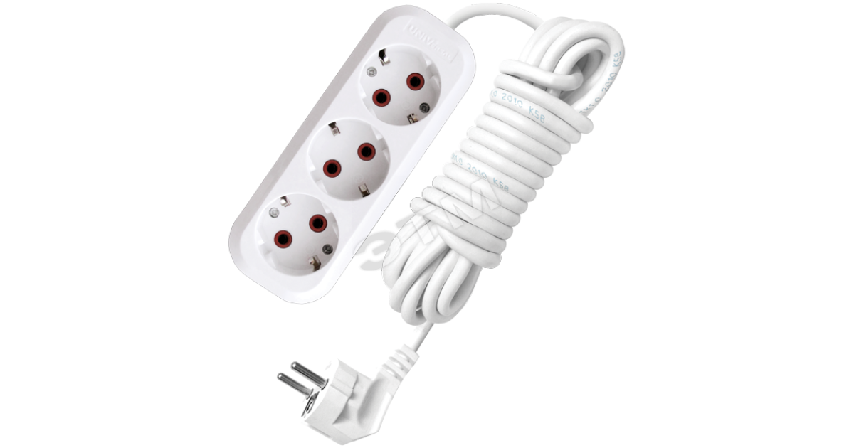 Купить Удлинитель бытовой 3х5м с заземлением 10А У10-554 554-05 УНИВЕРСАЛ оптом в Москве