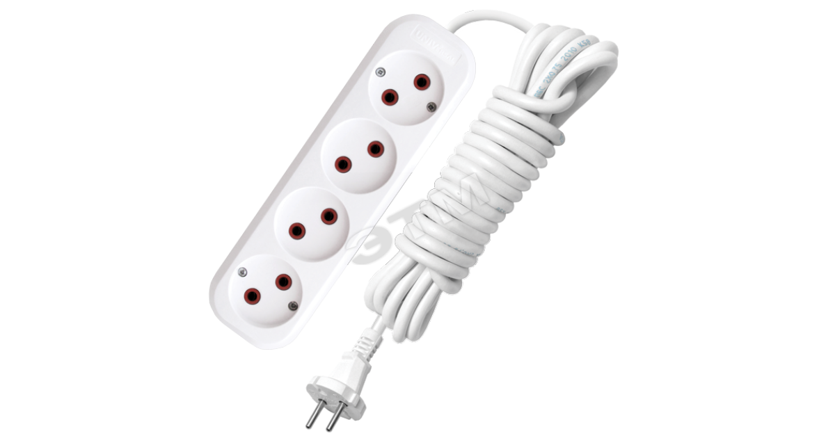 Купить Удлинитель бытовой 4х5м без заземления 6А У6-766М 766м-05 УНИВЕРСАЛ оптом в Москве