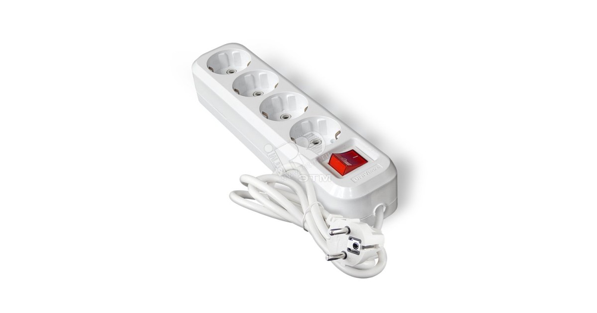 Купить Удлинитель 4х2м S-304 с заземлением с выключателем ПВС 3х1 9634419 УНИВЕРСАЛ оптом в Москве