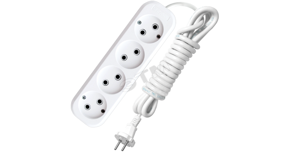 Купить Удлинитель бытовой 4х3м без заземления 10А        АВС-плас тик E-204 9631968 УНИВЕРСАЛ оптом в Москве