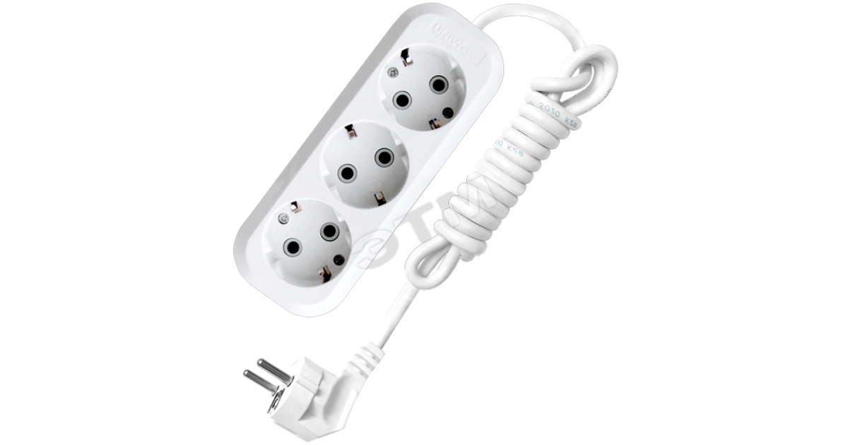 Купить Удлинитель бытовой 3х2м с заземлением 16А АВС-пластик E-303 9631976 УНИВЕРСАЛ оптом в Москве