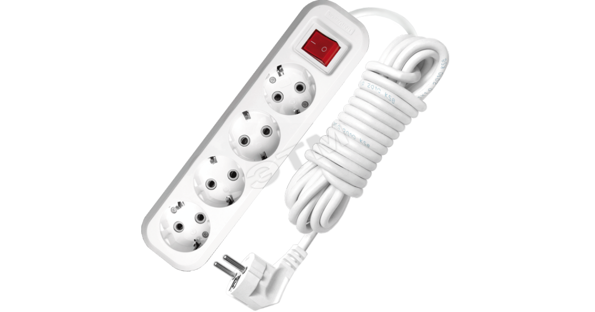 Купить Удлинитель бытовой 4х5м с заземлением с выключателем 10А S-304 9631991 УНИВЕРСАЛ оптом в Москве