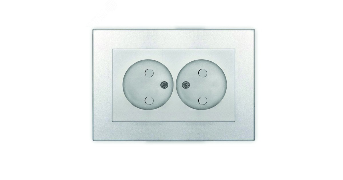 Купить Розетка двухместная UNIVersal серия Афина б/з, с/у, з/ш, 16А, 220В, серебро (еврослот), механизм A0048-S УНИВЕРСАЛ оптом в Москве