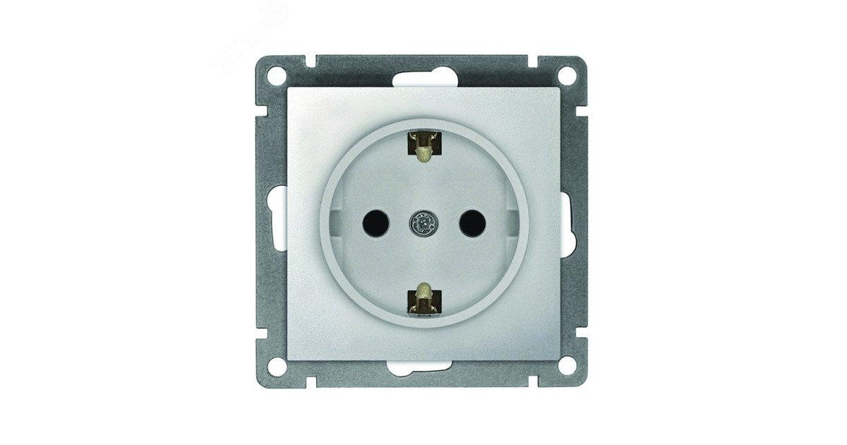 Купить Розетка одноместная UNIVersal серия Афина с/з, с/у, 16А, 220В, серебро (еврослот), механизм A0028-S УНИВЕРСАЛ оптом в Москве