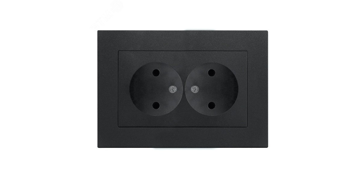 Купить Розетка двухместная UNIVersal серия Афина б/з, с/у, 16А, 220В, графит (еврослот), механизм A0102-Gr УНИВЕРСАЛ оптом в Москве