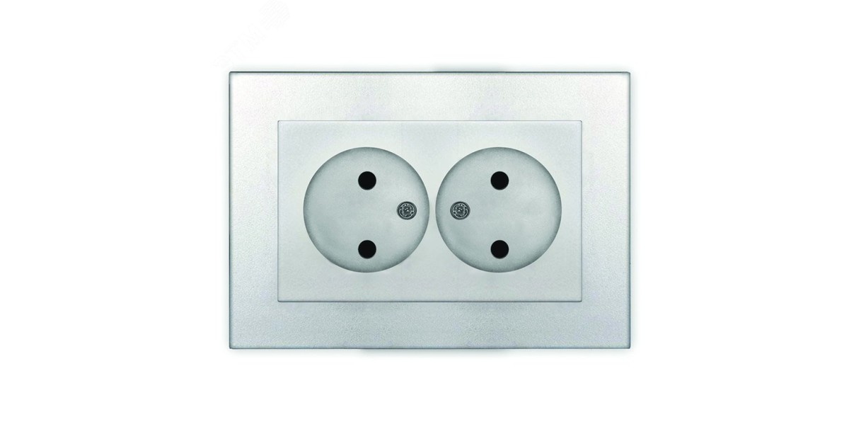 Купить Розетка двухместная UNIVersal серия Афина б/з, с/у, 16А, 220В, серебро (еврослот), механизм A0102-S УНИВЕРСАЛ оптом в Москве