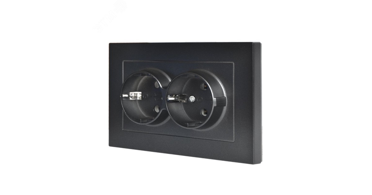 Купить Розетка двухместная UNIVersal серия Афина с/з, с/у, 16А, 220В, графит (еврослот), механизм A0128-Gr УНИВЕРСАЛ оптом в Москве