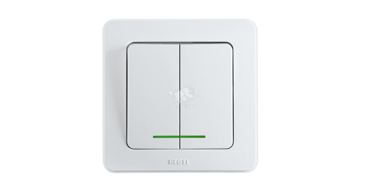 Купить Выключатель двухклавишный скрытый с индикацией белый 10А ВС10-352 HEGEL оптом в Москве