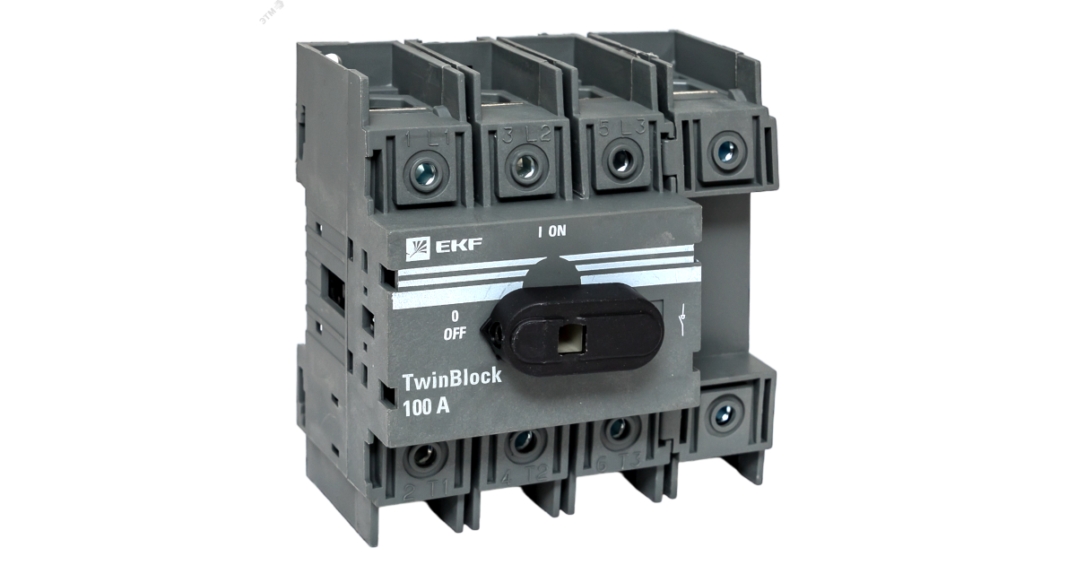 Купить Рубильник 4п 100А с рукояткой управления для прямой установки TwinBlock tb-100-4p-f EKF оптом в Москве