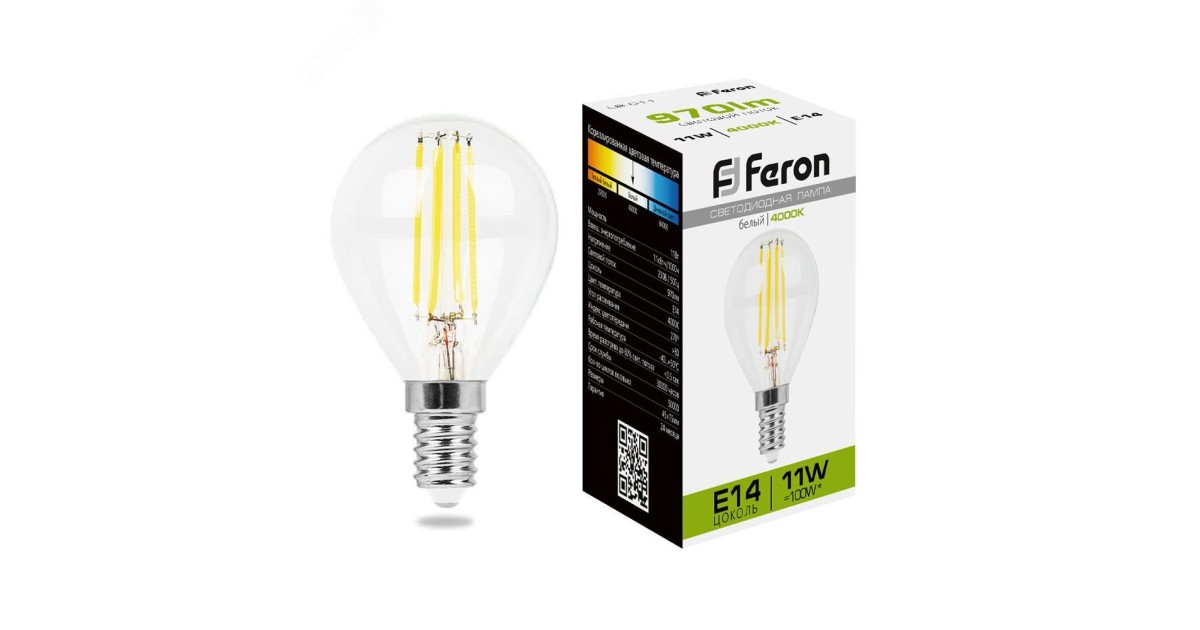 Купить Лампа светодиодная LED 11вт Е14 белый шар FILAMENT 38014 Feron оптом в Москве