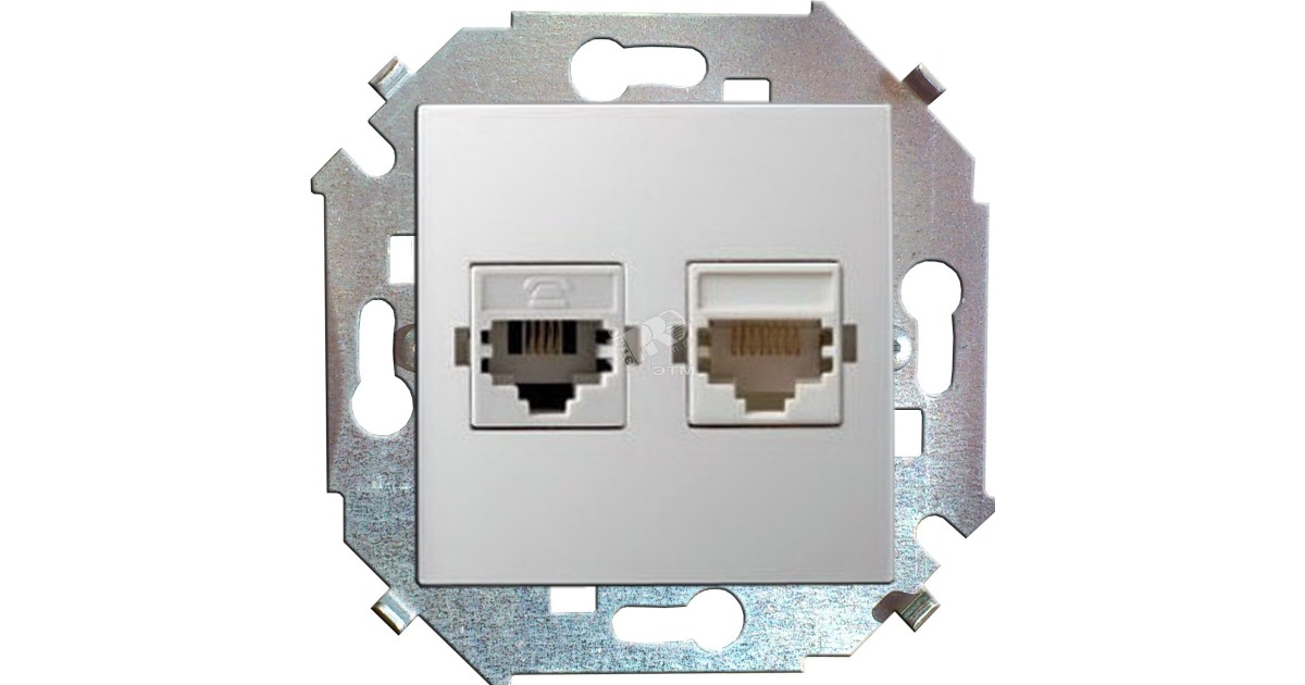 Купить Розетка компьютерная 2-м СП 15 RJ45 кат.5E Systimax механизм бел. 1591593-030 Simon оптом в Москве
