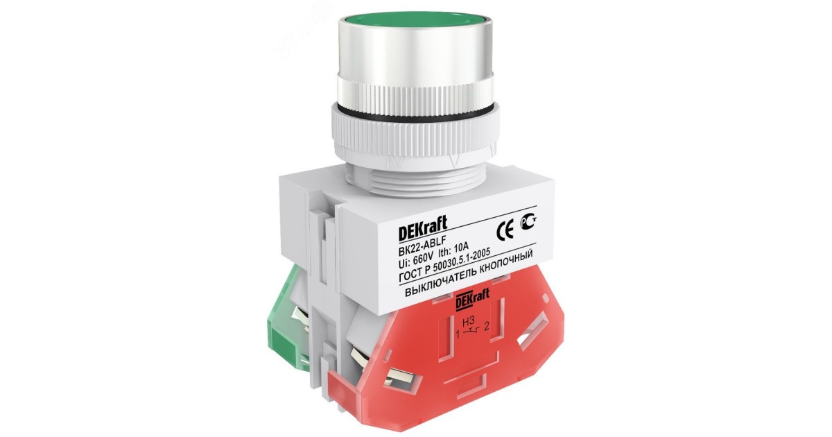 Купить Выключатель кнопочный ABLF ВК-22 d22мм 220В зел. 25013DEK DEKraft оптом в Москве