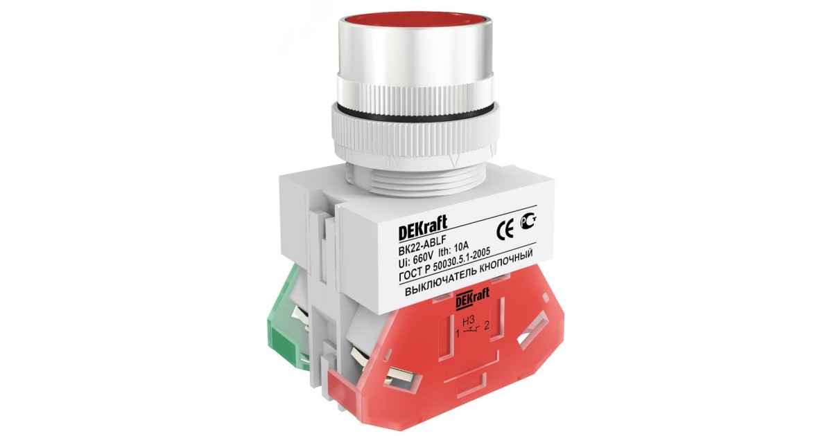Купить Выключатель кнопочный ABLF ВК-22 d22мм 220В красн. 25014DEK DEKraft оптом в Москве