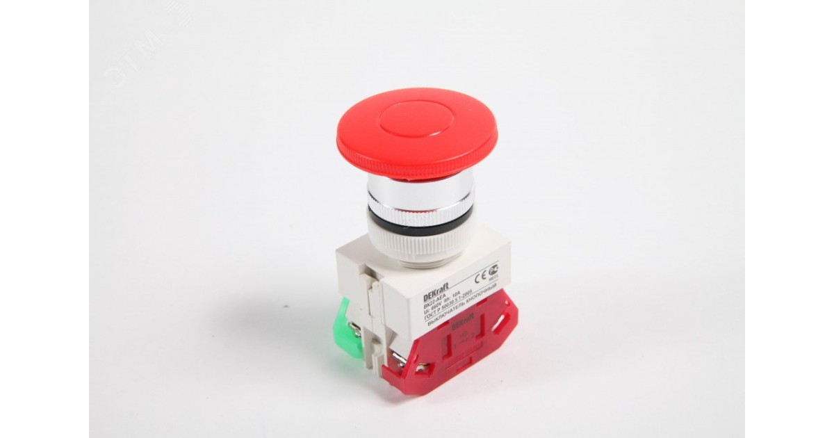 Купить Выключатель кнопочный "Грибок" AE ВК-22 d22мм с фиксацией красн. 25038DEK DEKraft оптом в Москве