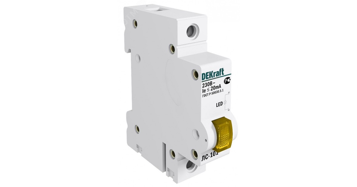 Купить Лампа сигнальная на DIN-рейку 1P ЖЕЛТАЯ LED ЛС-101 220В C2 18008DEK DEKraft оптом в Москве