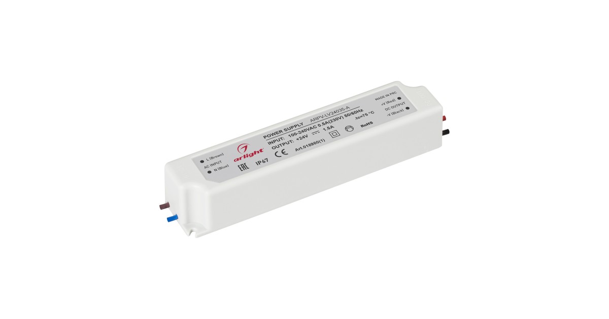 Купить Блок питания ARPV-LV24035-A (24V, 1.5A, 35W) 018980(1) Arlight оптом в Москве
