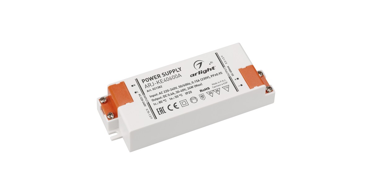 Купить Блок питания ARJ-KE40600A (24W, 600mA, PFC) 021382 Arlight оптом в Москве