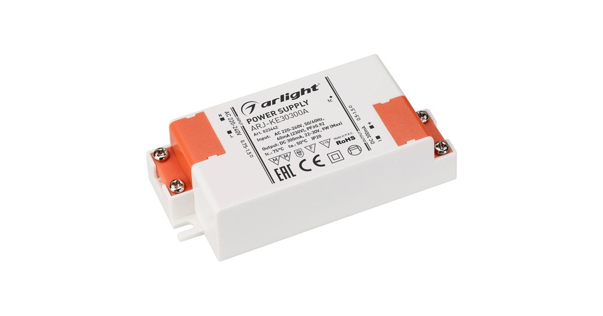 Купить Блок питания ARJ-KE30300A (9W, 300mA, PFC) 023442 Arlight оптом в Москве