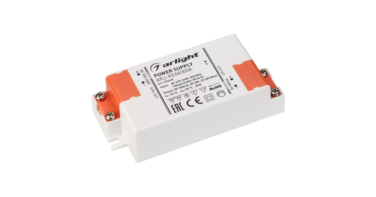 Купить Блок питания ARJ-KE68300A (20W, 300mA, PFC) 023448 Arlight оптом в Москве