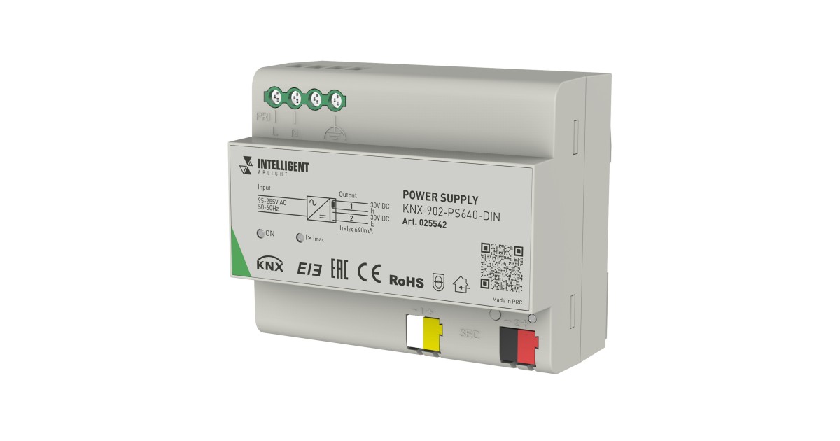 Купить INTELLIGENT ARLIGHT Блок питания шины KNX-902-PS640-DIN (230V, 640mA) 025542 Arlight оптом в Москве