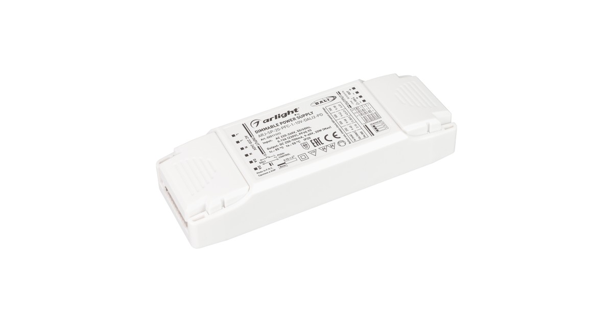 Купить Блок питания ARJ-SP-20-PFC-1-10V-DALI2-PD (20W, 250-700mA) 025111(1) Arlight оптом в Москве