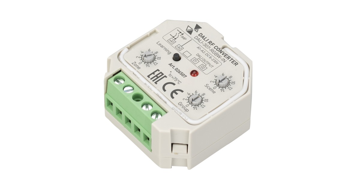 Купить INTELLIGENT ARLIGHT Конвертер RF-сигнала DALI-307-RGBW-IN (DALI-BUS, RF, PUSH) 026507 Arlight оптом в Москве