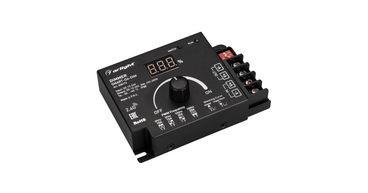 Купить Диммер SMART-D4-DIM (12-24V, 1x20A. 2.4G) 028174 Arlight оптом в Москве