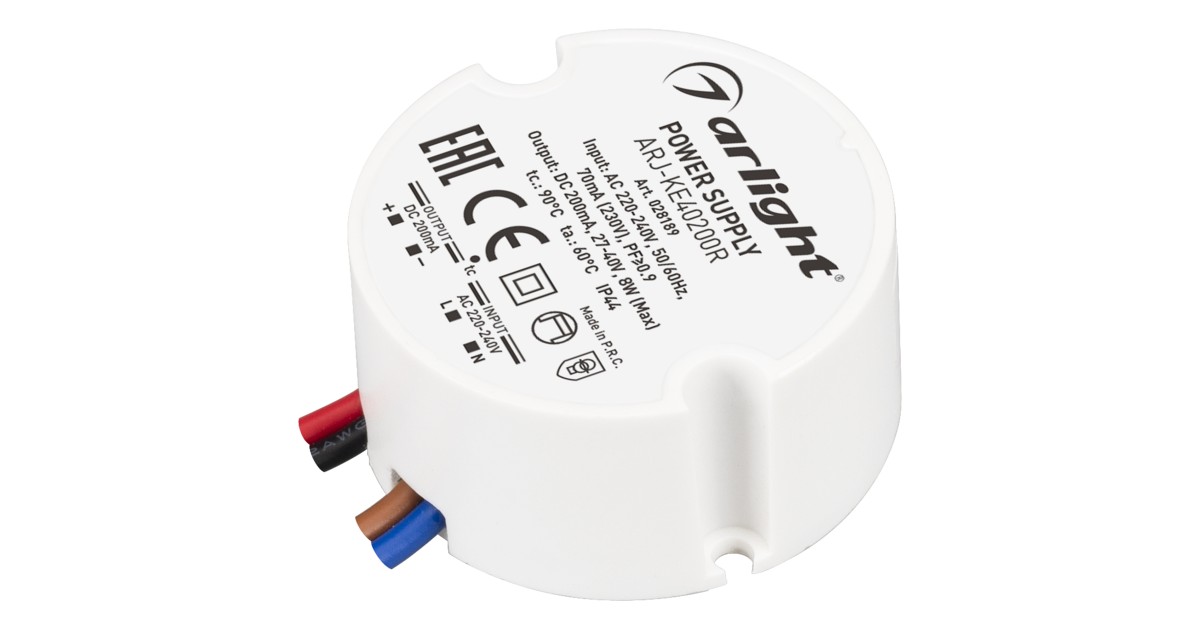 Купить Блок питания ARJ-KE40200R (8W, 200mA, PFC) 028189 Arlight оптом в Москве