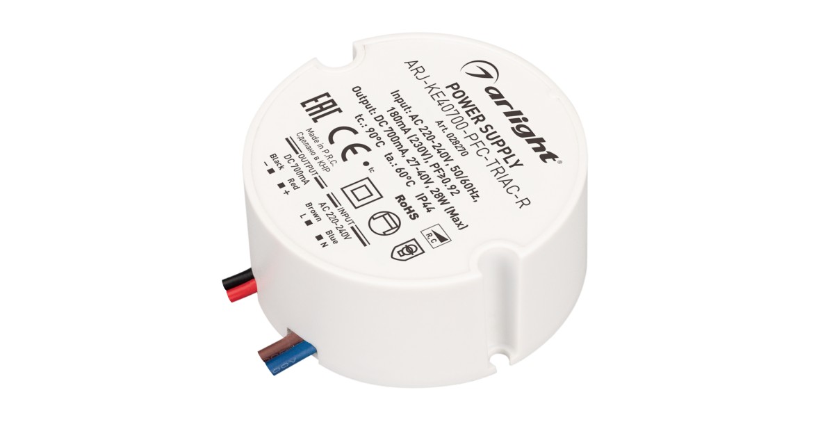 Купить Блок питания ARJ-KE40700-PFC-TRIAC-R (28W, 700mA) 028270 Arlight оптом в Москве