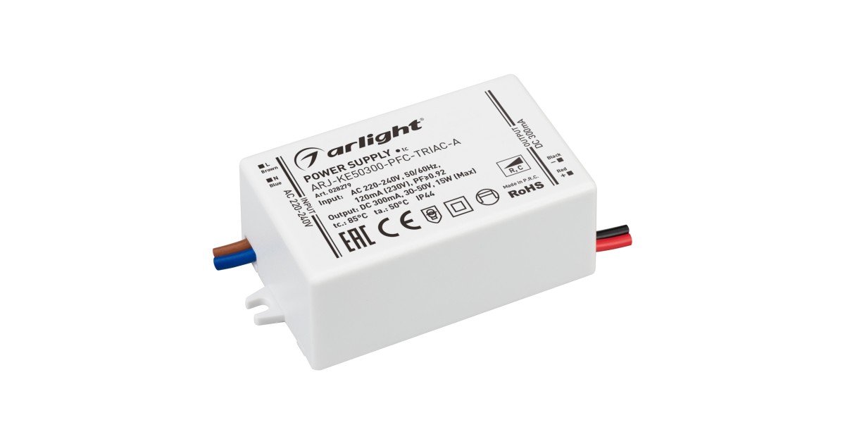 Купить Блок питания ARJ-KE50300-PFC-TRIAC-A (15W, 300mA) 028279 Arlight оптом в Москве