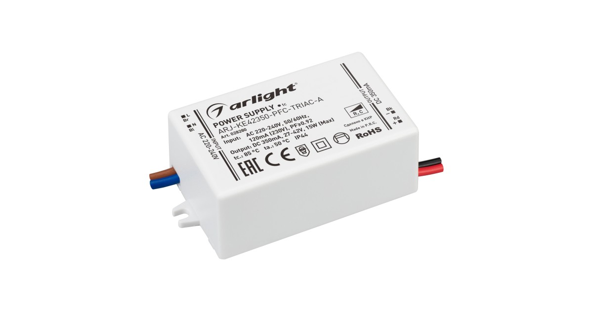 Купить Блок питания ARJ-KE42350-PFC-TRIAC-A (15W, 350mA) 028280 Arlight оптом в Москве