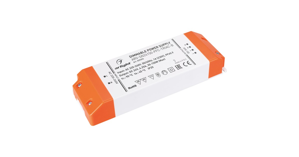 Купить Блок питания ARV-SN24150-PFC-TRIAC-B (24V, 6.25A, 150W) 029493 Arlight оптом в Москве