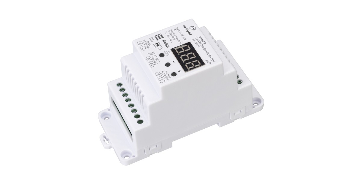 Купить Диммер SMART-D19-DIM-PUSH-DIN (230V, 2A, TRIAC, 2.4G) 032994 Arlight оптом в Москве