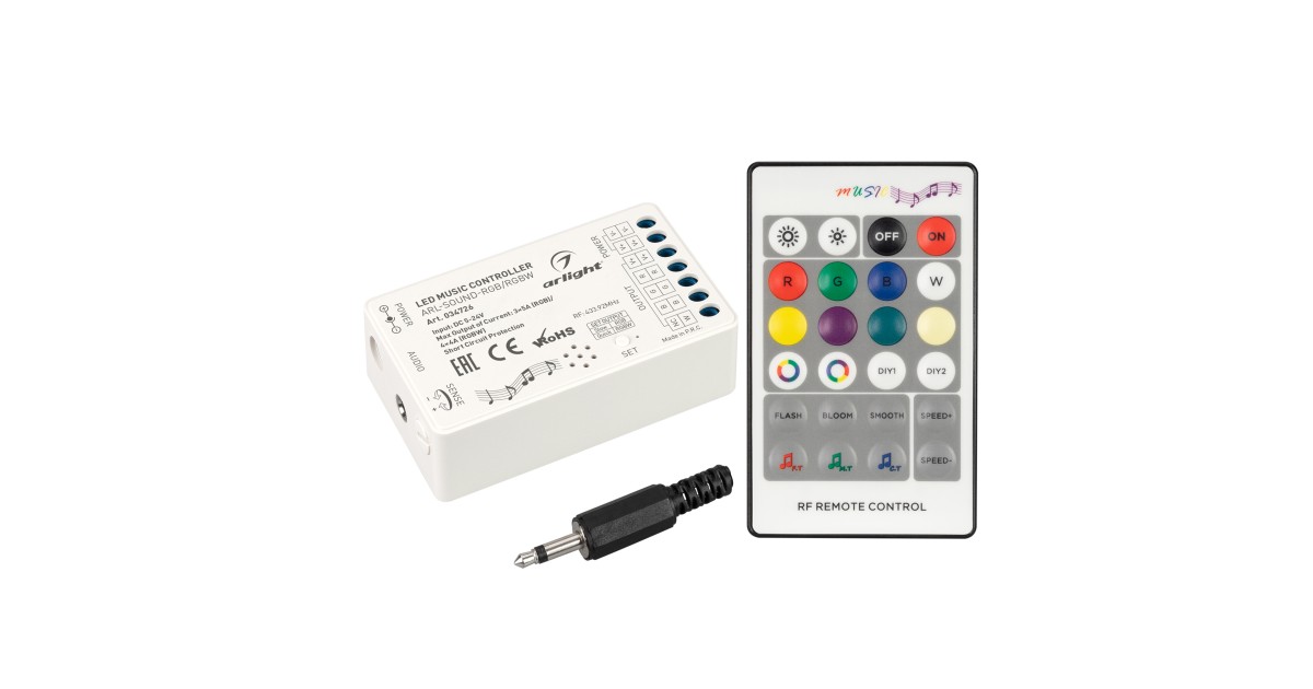 Купить Аудиоконтроллер ARL-SOUND-RGB/RGBW (12-24V, 4x4A, RF ПДУ 24кн) 034726 Arlight оптом в Москве