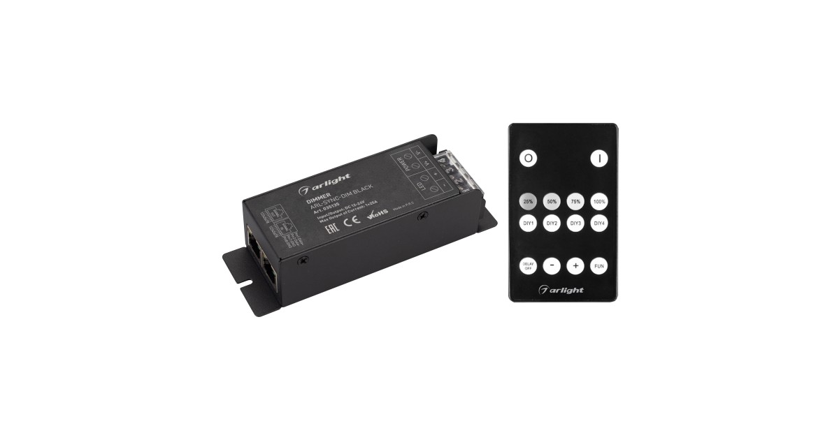Купить Диммер ARL-SYNC-DIM Black (12-24V, 1x25A, ПДУ 14кн, RF, RJ45) 035135 Arlight оптом в Москве