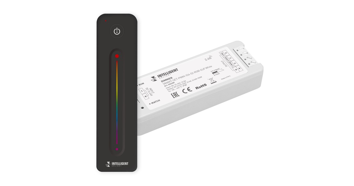 Купить INTELLIGENT ARLIGHT Диммер SMART-SET-PWM-104-52-RGB-SUF White (12-24V, 3x4A, ПДУ LINE, 2.4G) 036189 Arlight оптом в Москве