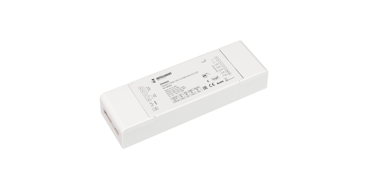 Купить INTELLIGENT ARLIGHT Диммер SMART-PWM-105-72-RGB-MIX-PD-SUF (12-48V, 5x6A, TUYA BLE, 2.4G) 037343 Arlight оптом в Москве