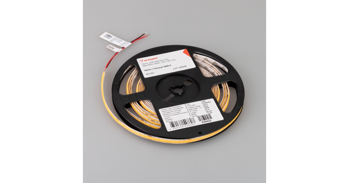 Купить Лента COB-X320-8mm 24V Warm3000 (8 W/m, IP20, 5m) 039022(1) Arlight оптом в Москве