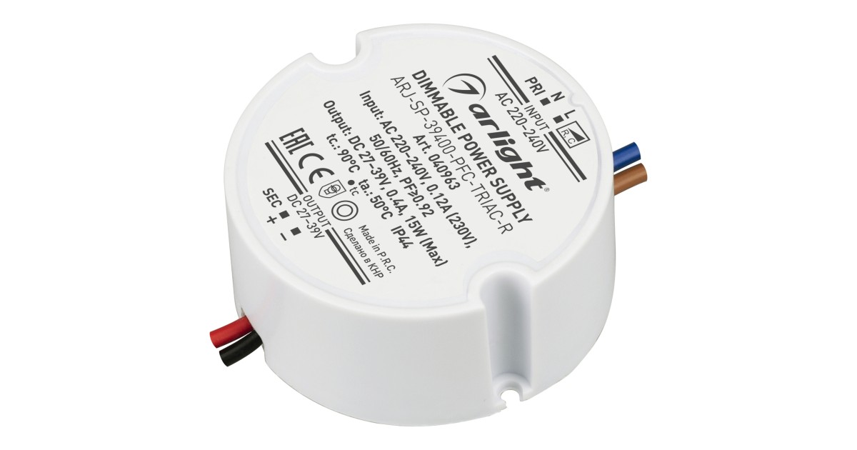 Купить Блок питания ARJ-SP-39400-PFC-TRIAC-R (15W, 27-39V, 400mA) 040963 Arlight оптом в Москве