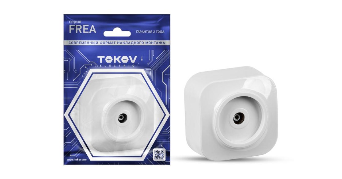 Купить Розетка телевизионная TV 1-м ОП Frea IP20 АБС-пластик бел. TKE-FR-A1C-C01 TOKOV ELECTRIC оптом в Москве