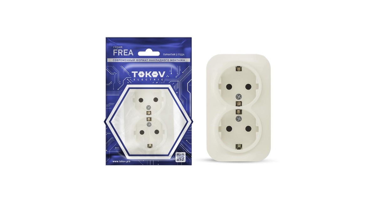 Купить Розетка 2-м ОП Frea 16А IP20 250В с заземл. АБС-пластик беж. TKE-FR-R2Z-C02 TOKOV ELECTRIC оптом в Москве