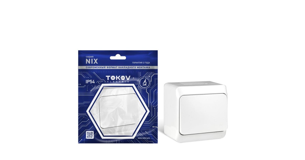 Купить Выключатель 1-кл. ОП Nix 10А IP54 250В бел. TKE-NX-V1-C01-IP54 TOKOV ELECTRIC оптом в Москве