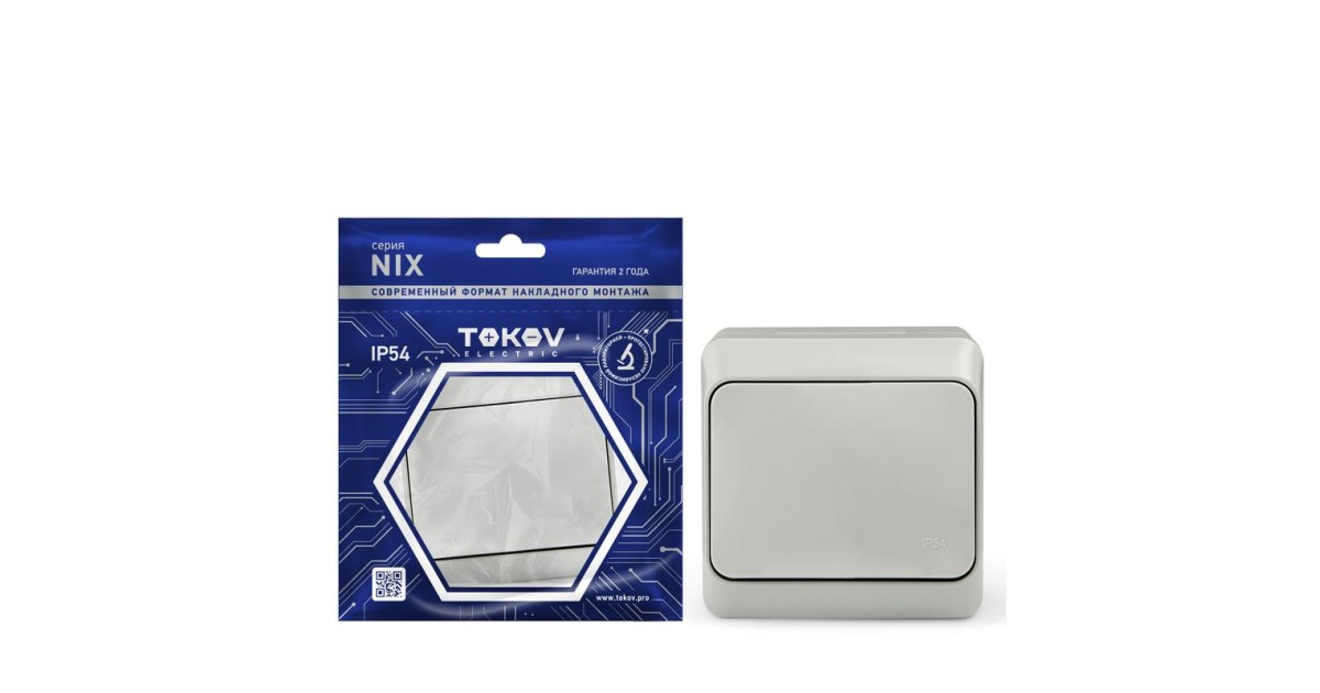 Купить Выключатель 1-кл. ОП Nix 10А IP54 250В сер. TKE-NX-V1-C06-IP54 TOKOV ELECTRIC оптом в Москве